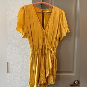 Abercrombie & Fitch Wrap Front Tie Romper - Yellow Polka Dots
